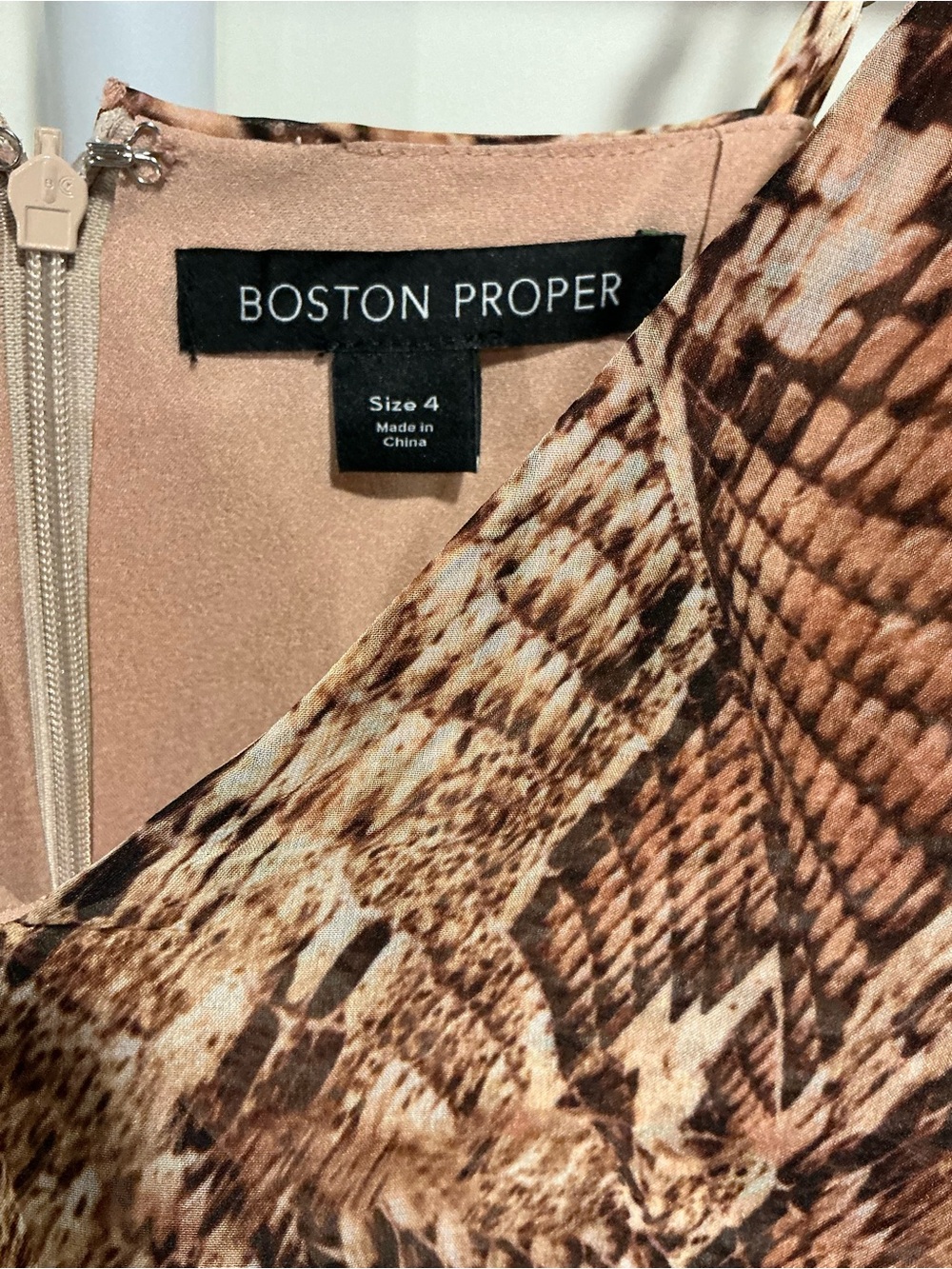 Boston Proper Brown Snake-Print Ruffled High-Low Dress - Picture 2 of 5
